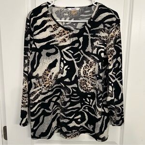 Y2K TanJay Long Sleeve Animal Print Blouse